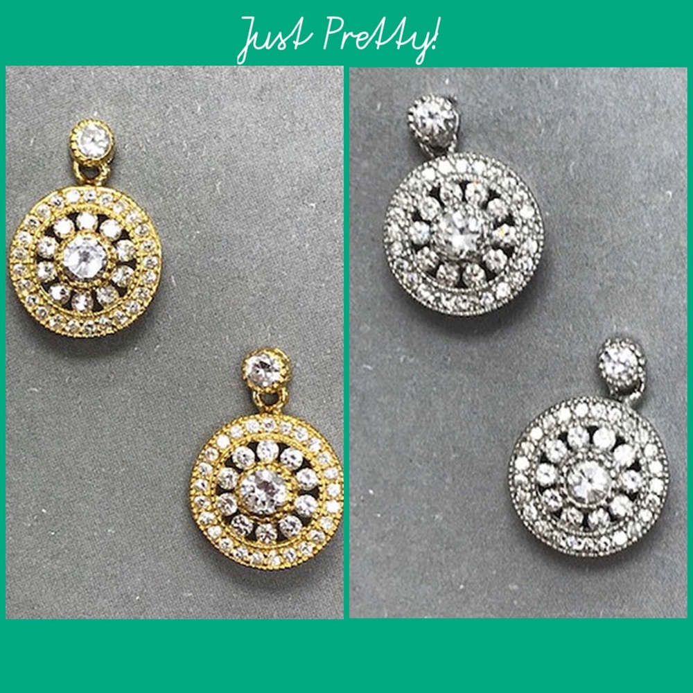 Cubic Zirconia Medallion Earring, NWT